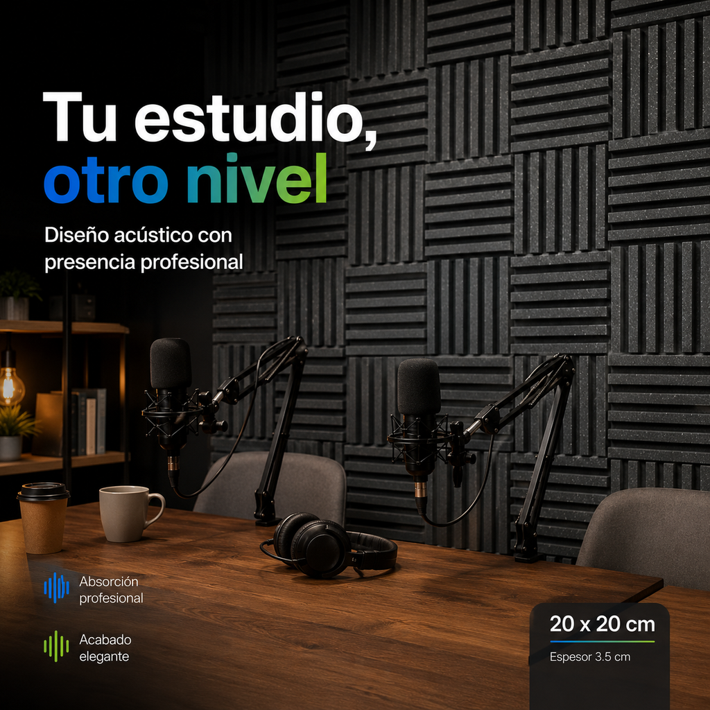 40 Pack Panel Acústico Lambrin 20x20x3.50 cm Espuma Acustikap