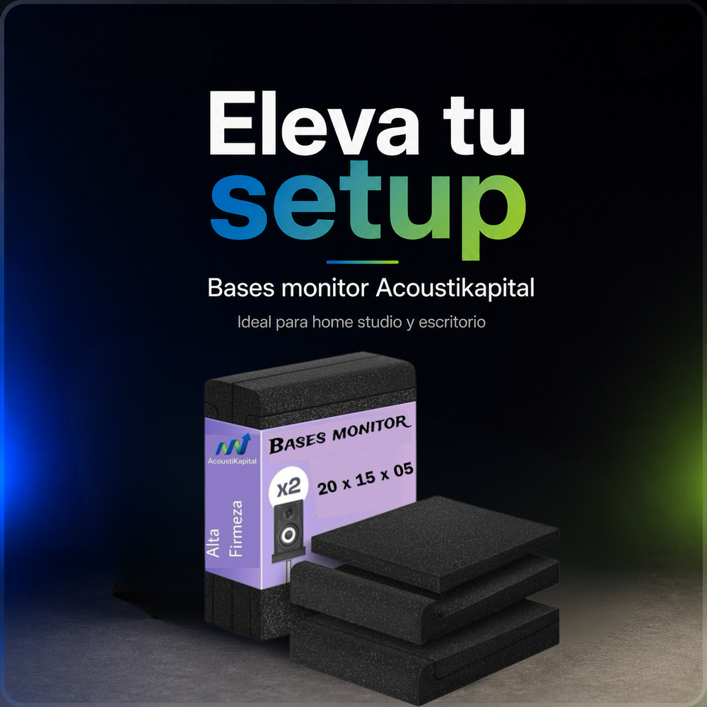 30 x 25 x 5 cm Panel Acústico Acustikap Base Monitor 02 Pzs