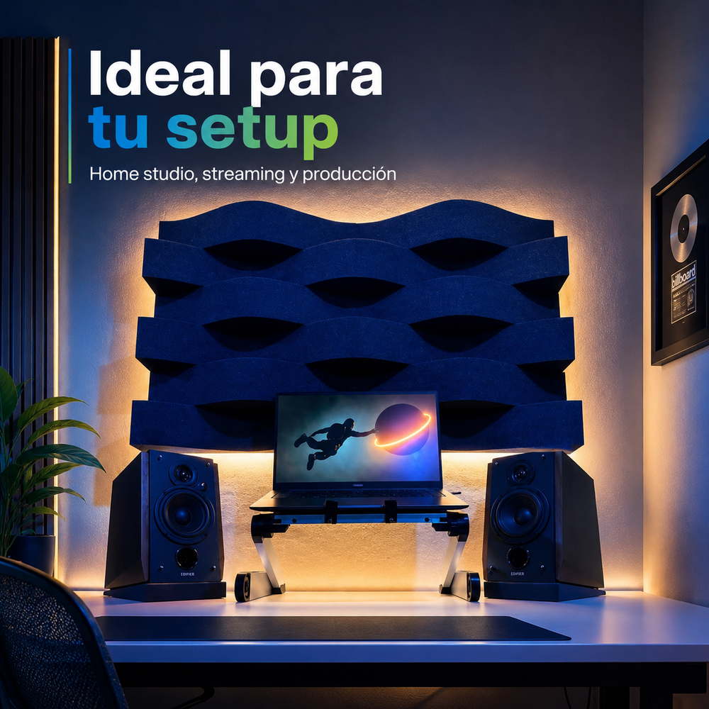 12 pack Panel Acústico Curvo Acustikap 50 x 10 x 10.5 Cm