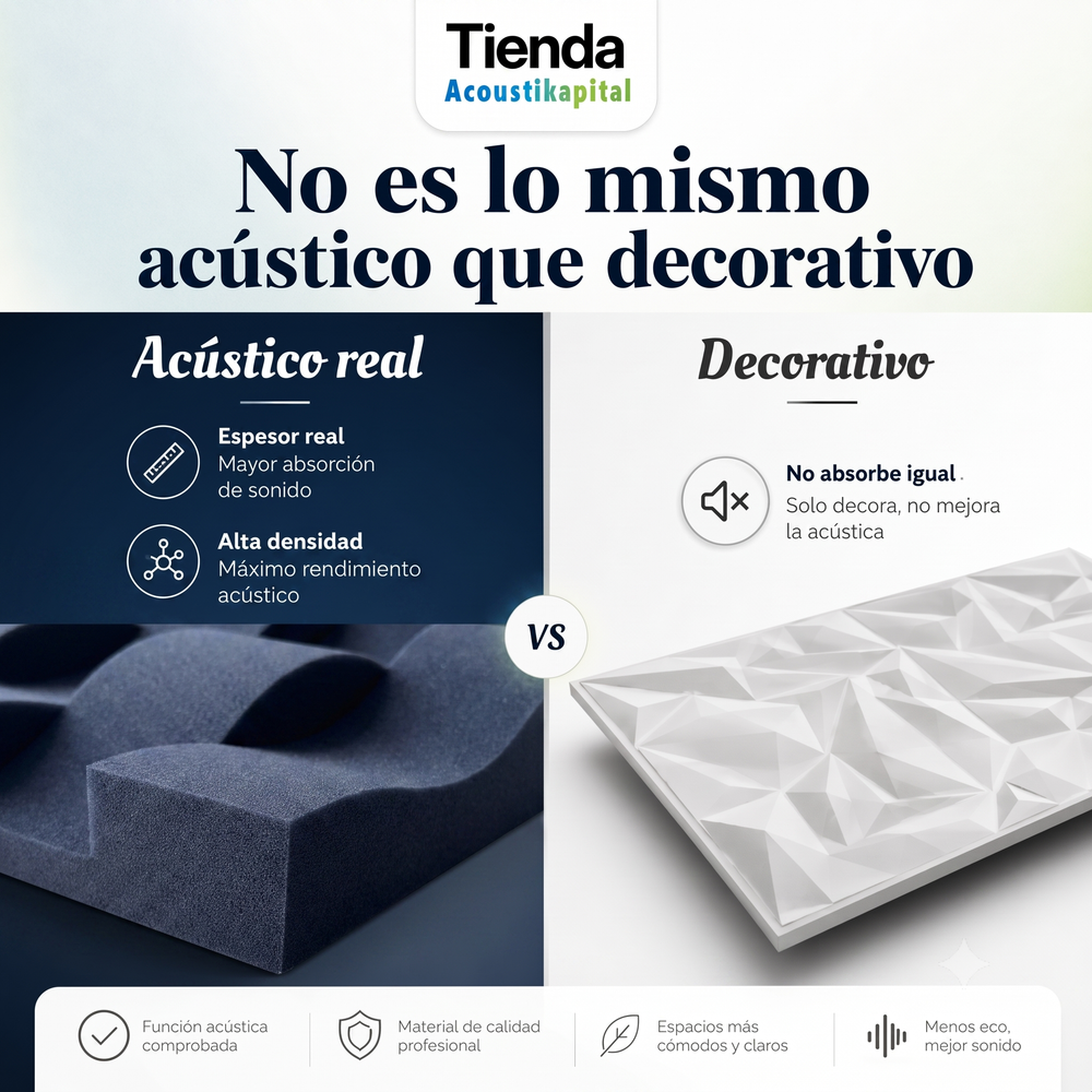 40 Paneles Acústicos Tipo Cuña 3d 10 x 25 x 5.50 cm Decorativos Alta Densidad