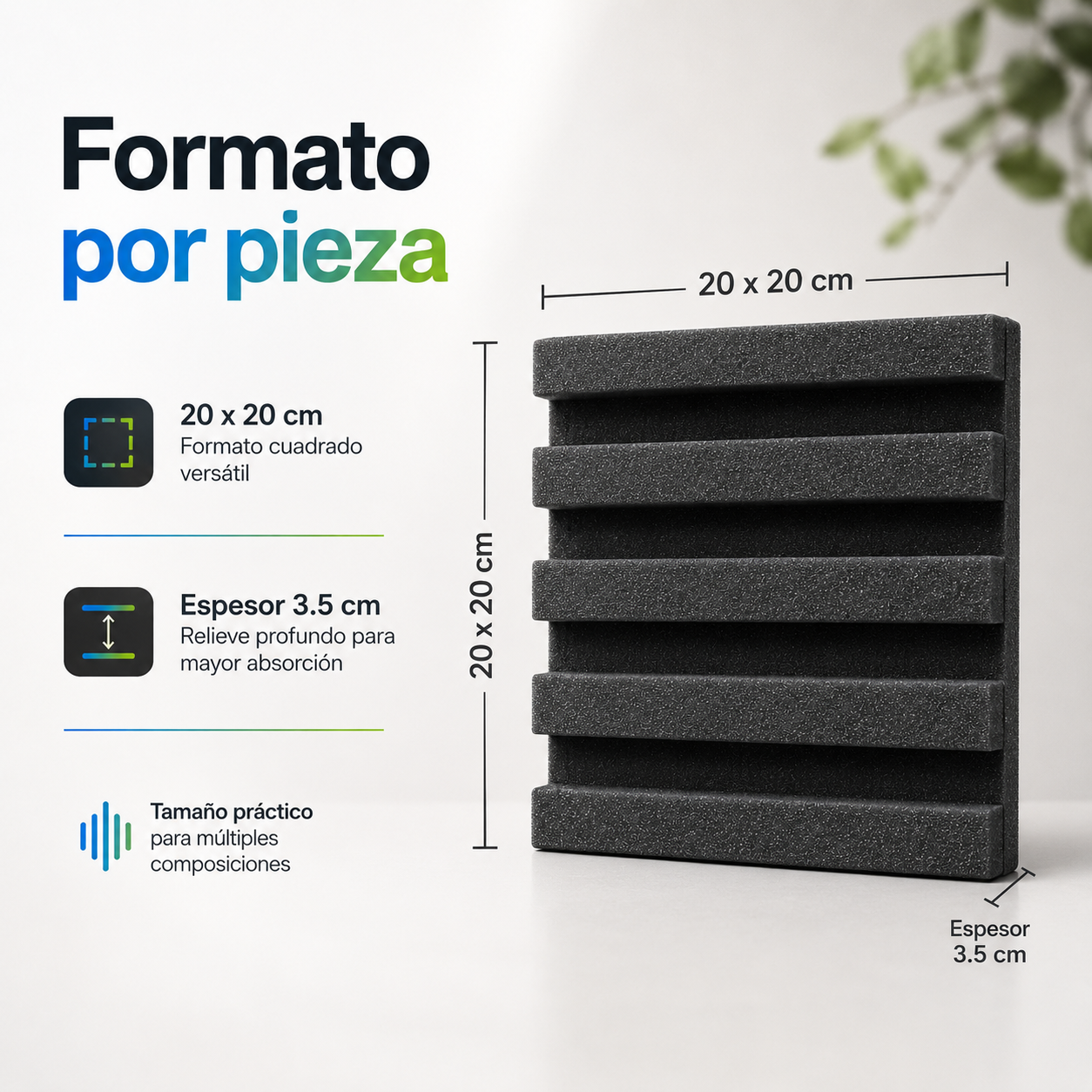 40 Pack Panel Acústico Lambrin 20x20x3.50 cm Espuma Acustikap