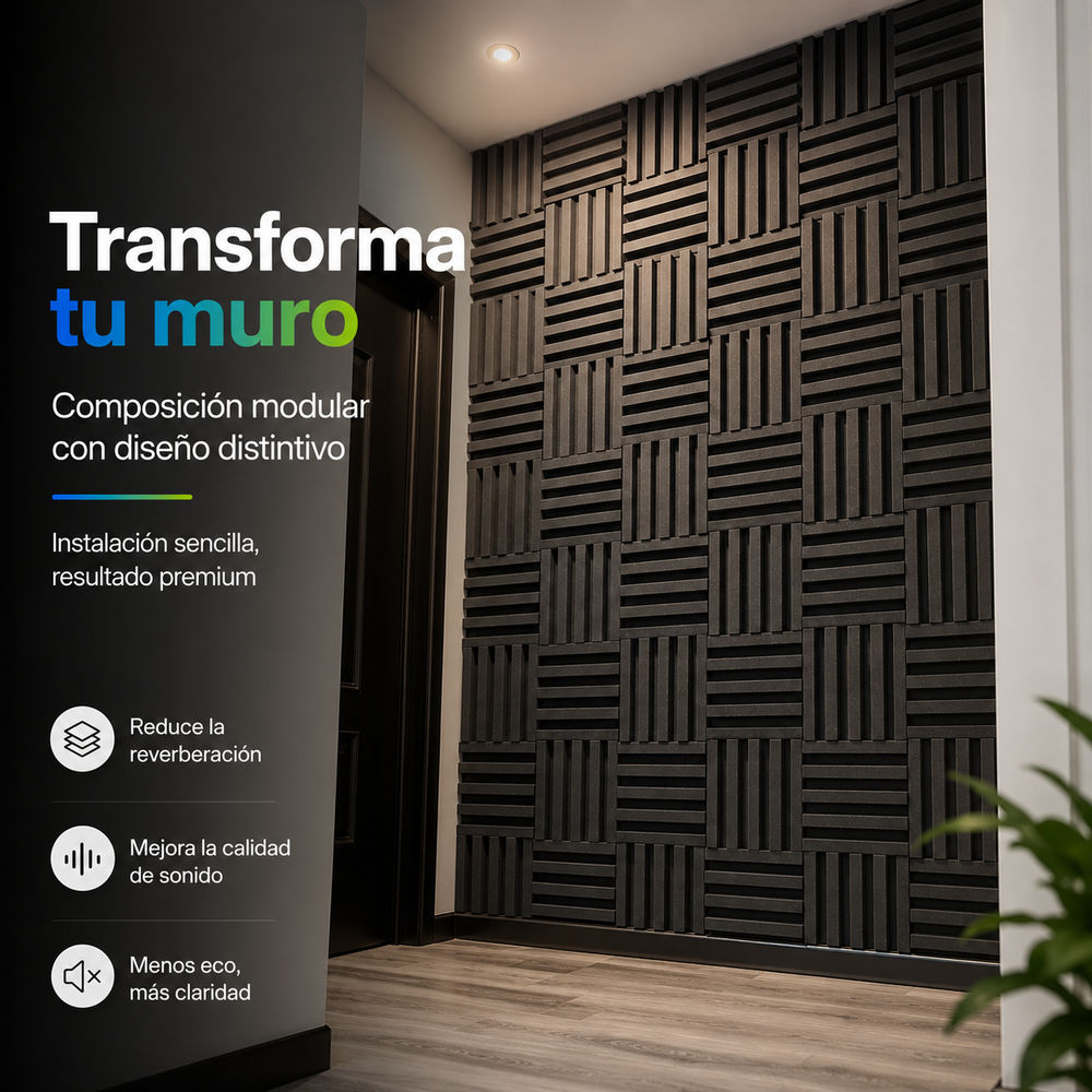 40 Pack Panel Acústico Lambrin 20x20x3.50 cm Espuma Acustikap