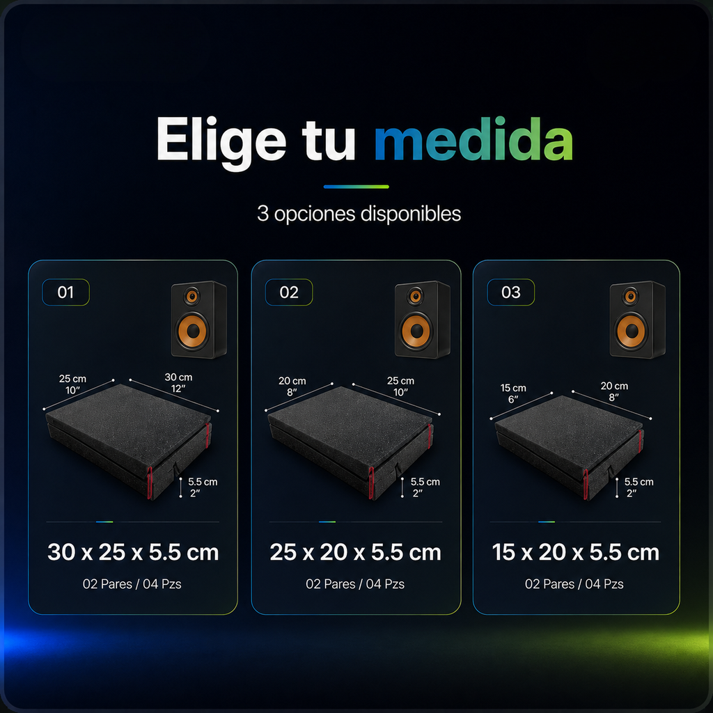 15 x 20 x 5 cm Panel Acústico Acustikap Base Monitor 02 Pzs