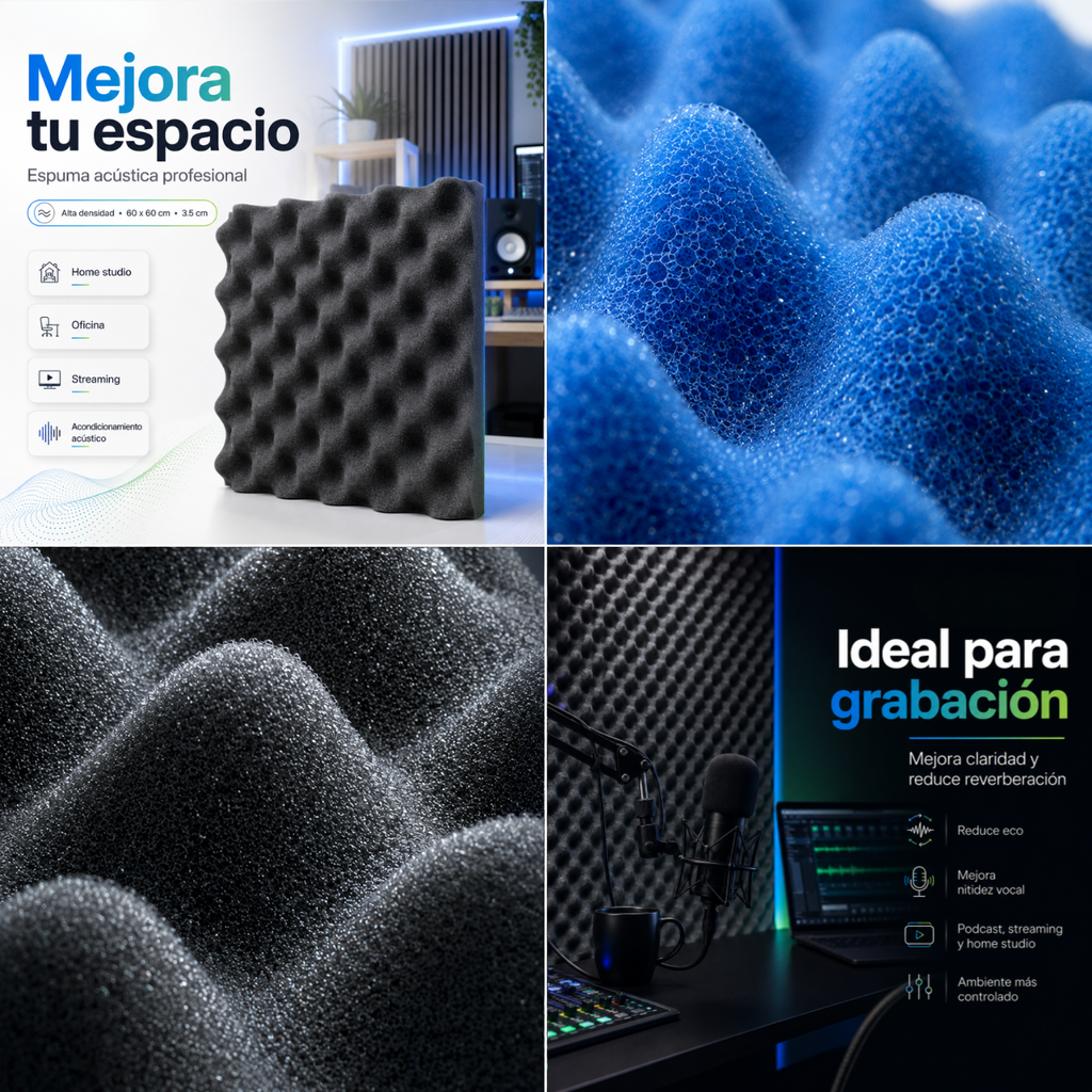 02 Pack Panel Acústico Ondulado 60x60x3.50 Cm Espuma Acustikapital