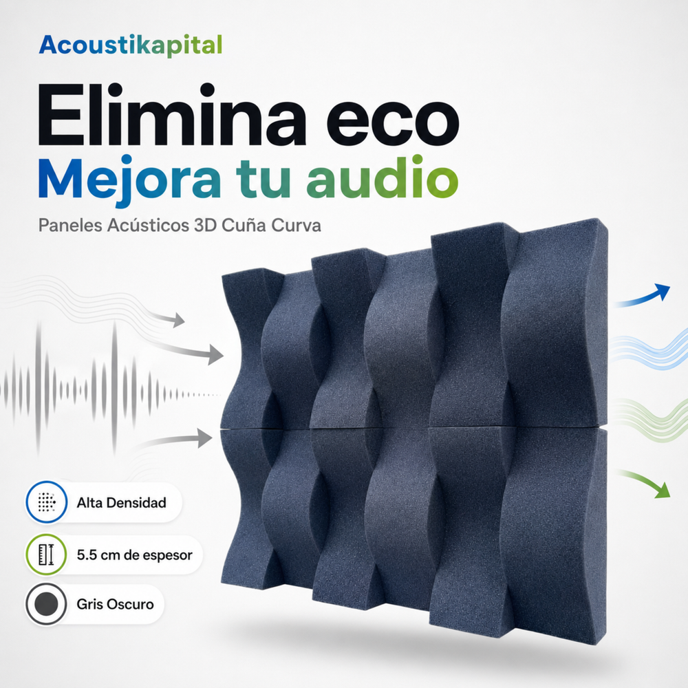 12 Paneles Acústicos Tipo Cuña 3d 10x25x5.50 cm Decorativos Alta Densidad