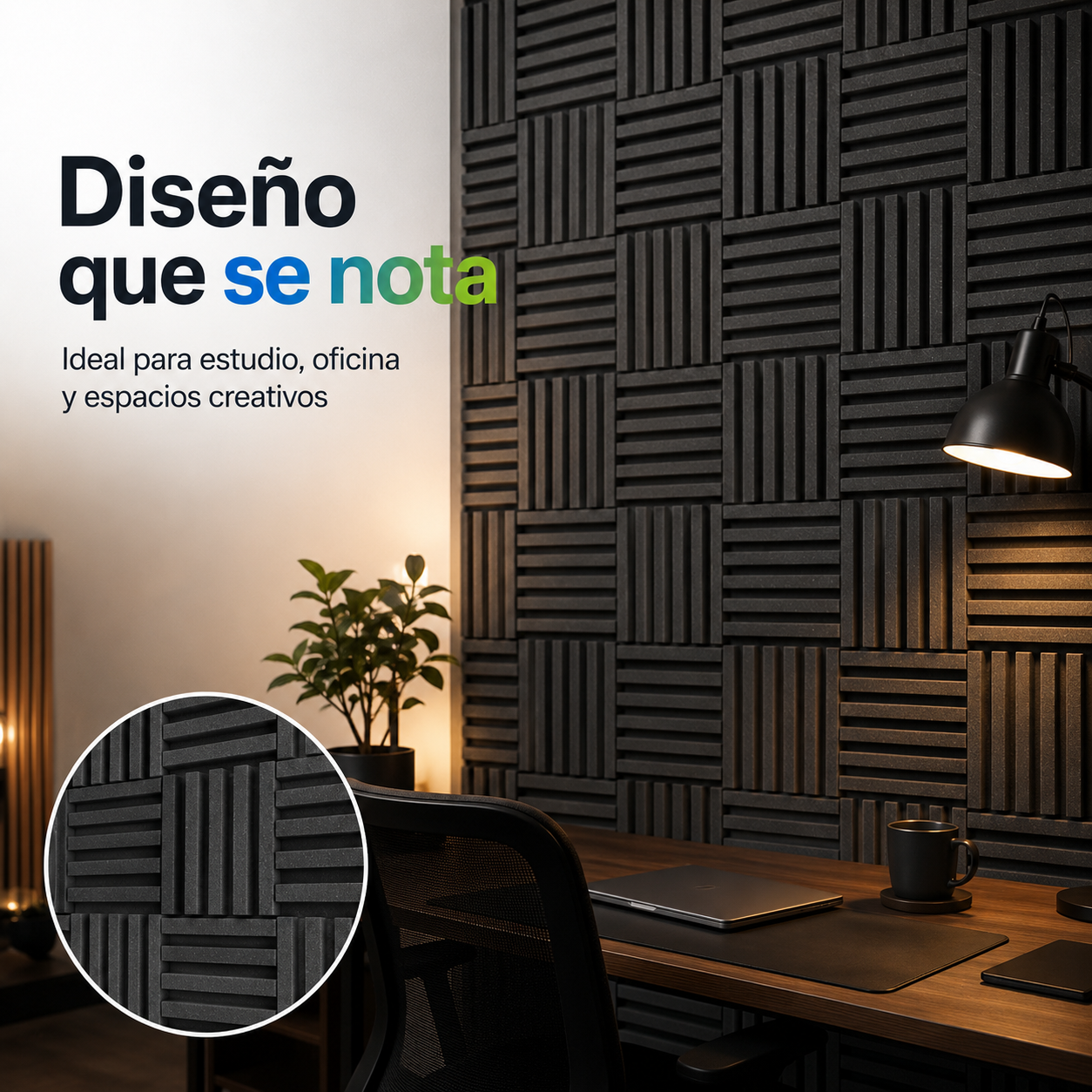 40 Pack Panel Acústico Lambrin 20x20x3.50 cm Espuma Acustikap