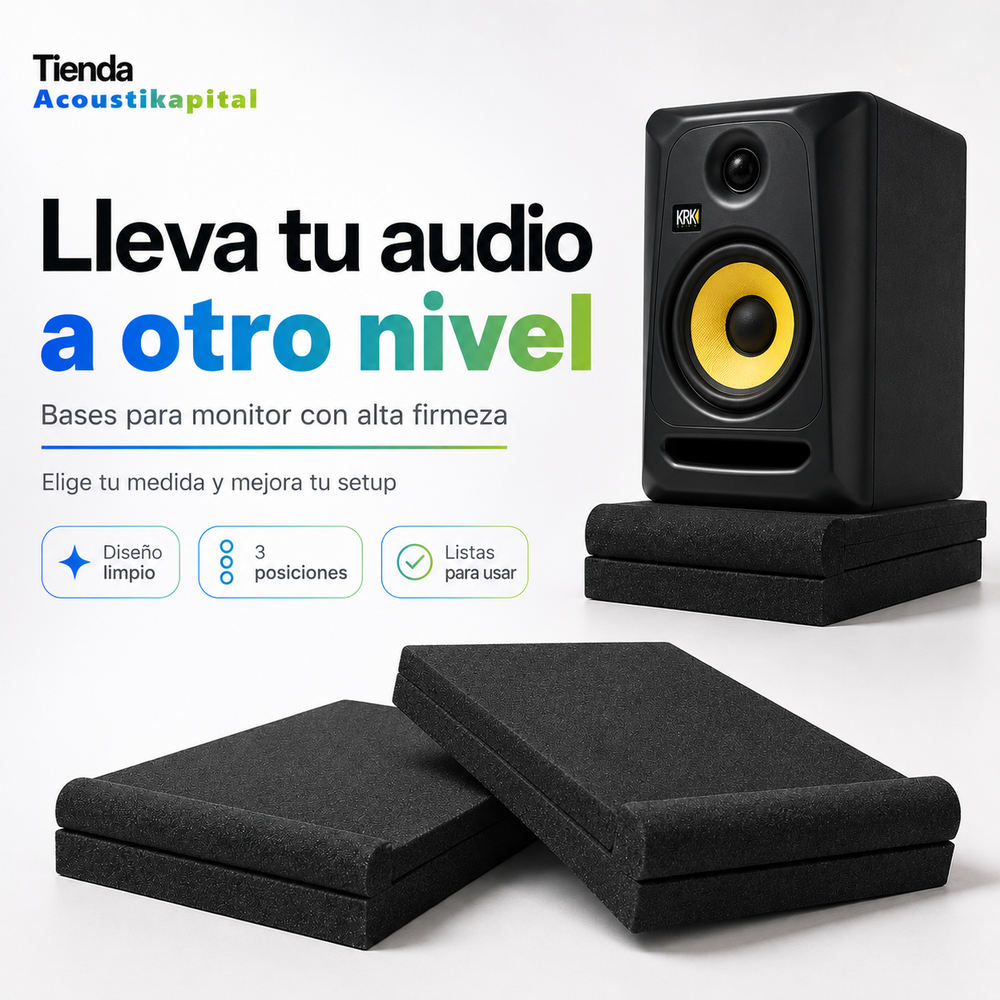 15 x 20 x 5 cm Panel Acústico Acustikap Base Monitor 02 Pzs