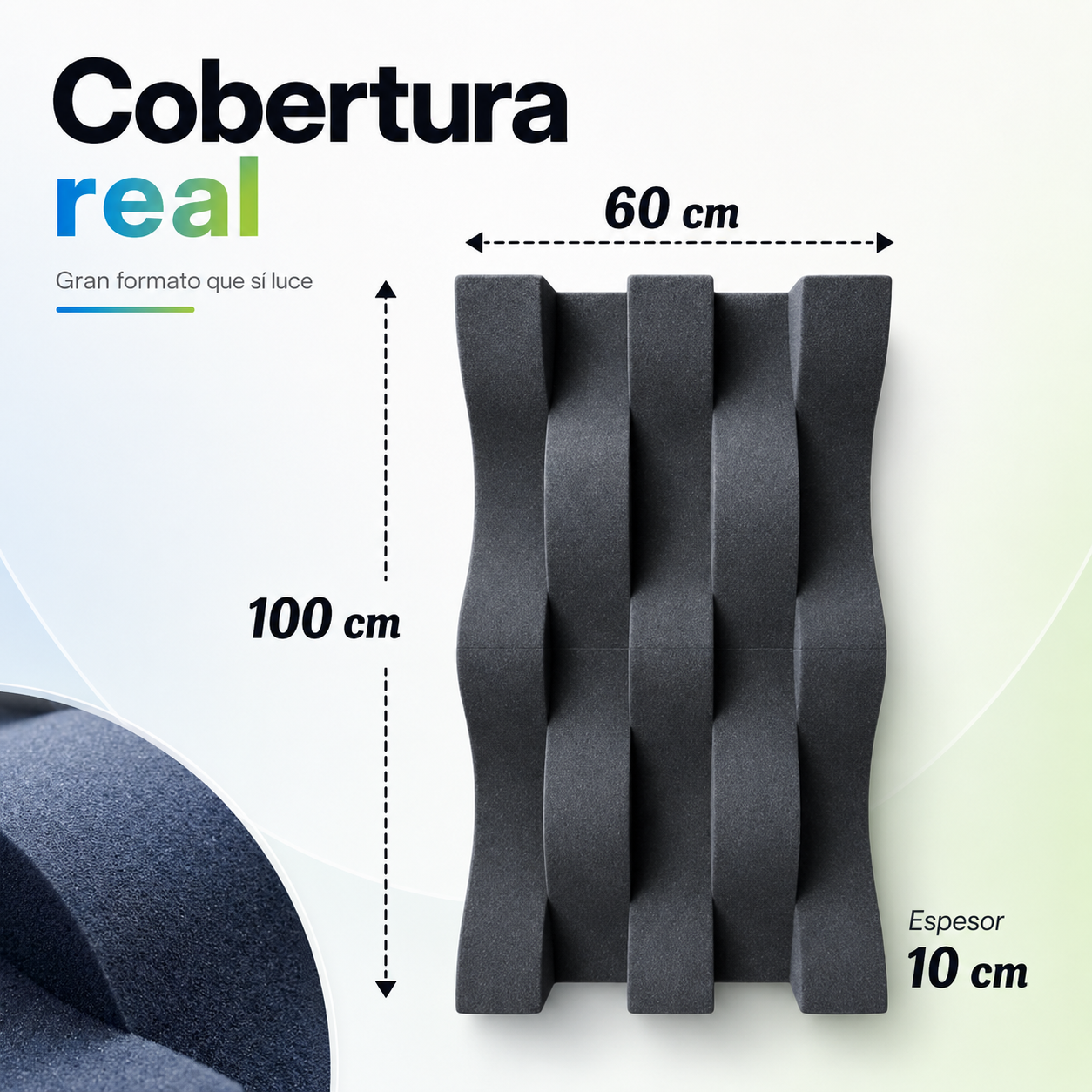 12 pack Panel Acústico Curvo Acustikap 50 x 10 x 10.5 Cm