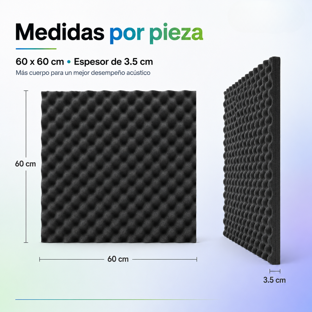 02 Pack Panel Acústico Ondulado 60x60x3.50 Cm Espuma Acustikapital