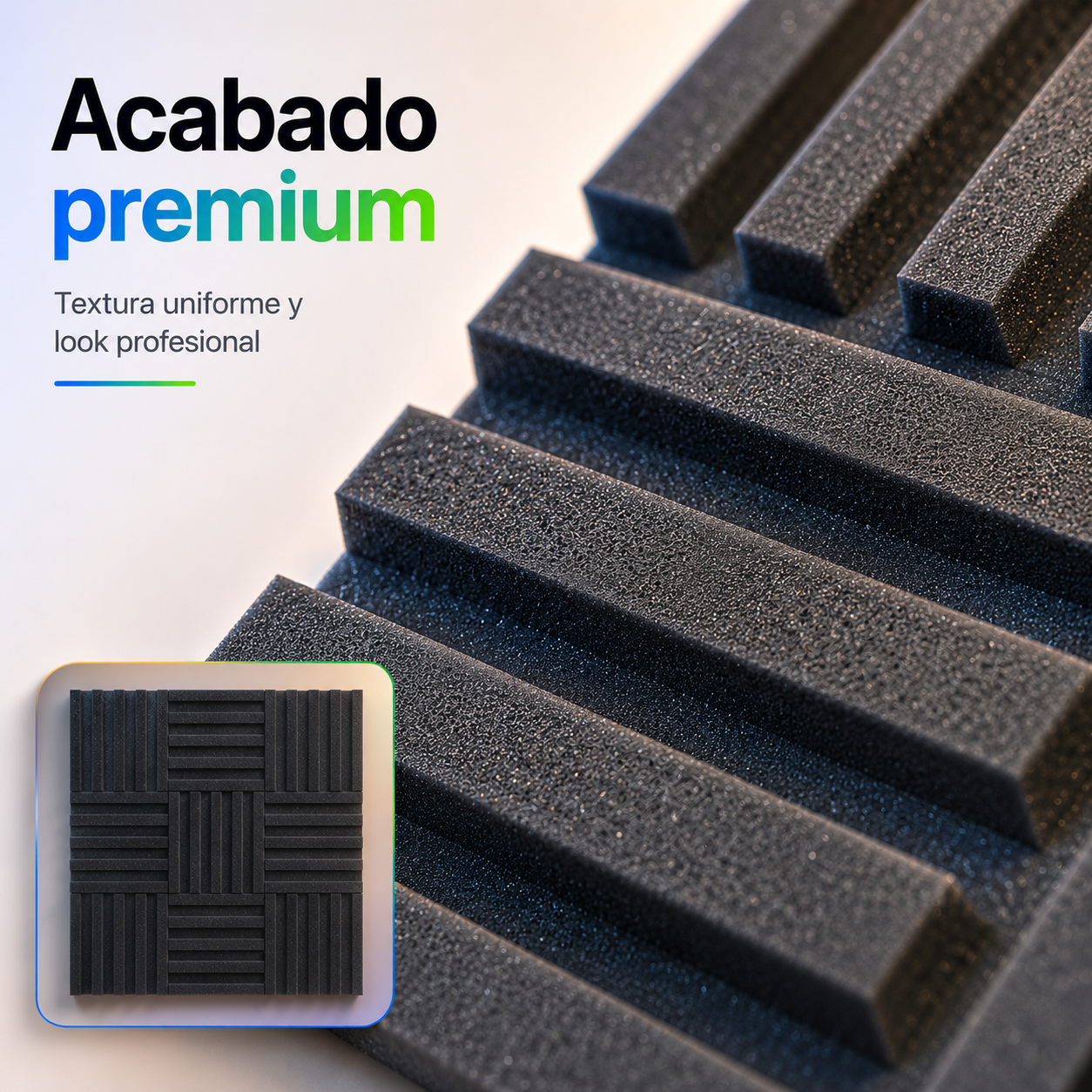 40 Pack Panel Acústico Lambrin 20x20x3.50 cm Espuma Acustikap