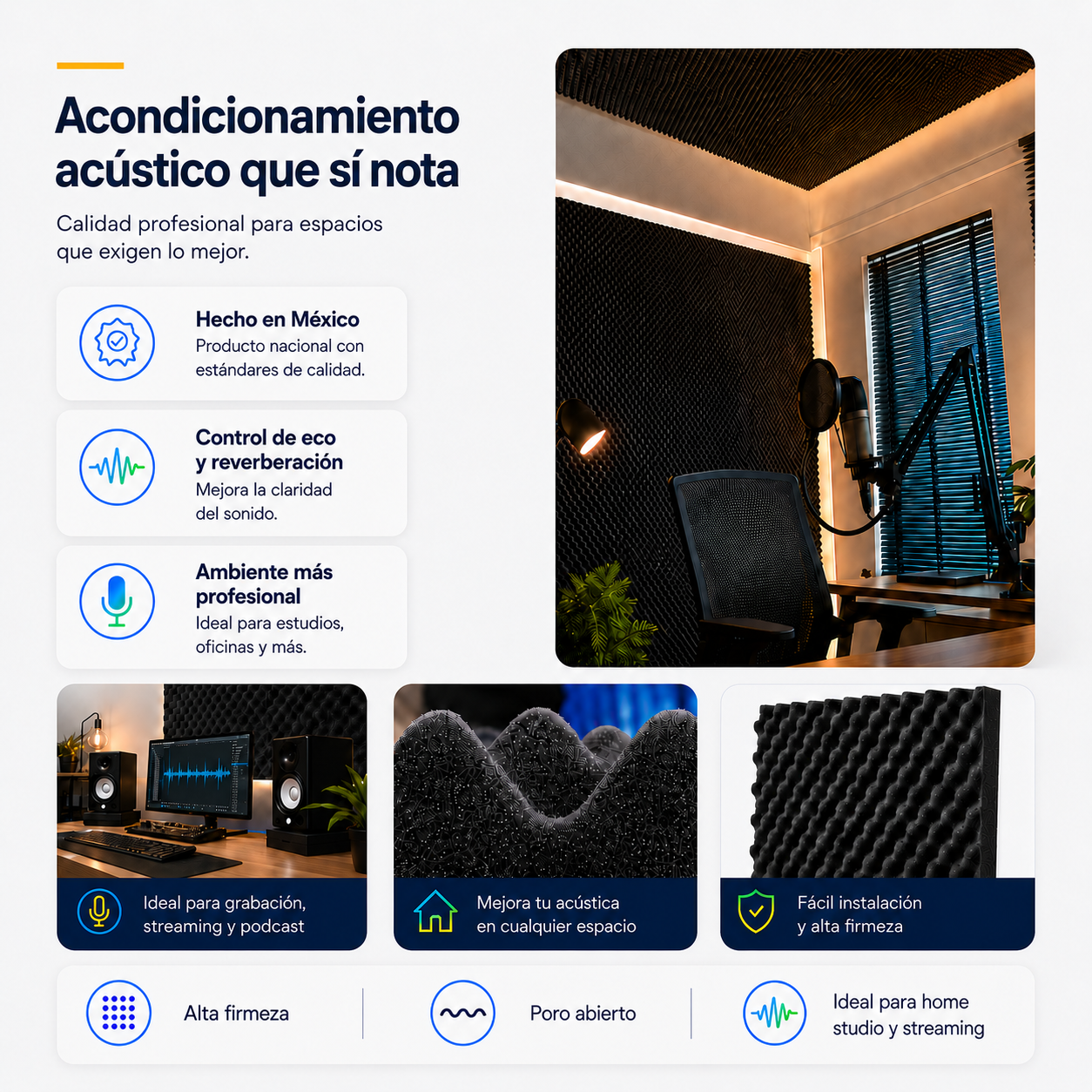 02 Pack Panel Acústico Ondulado 60x60x3.50 Cm Espuma Acustikapital