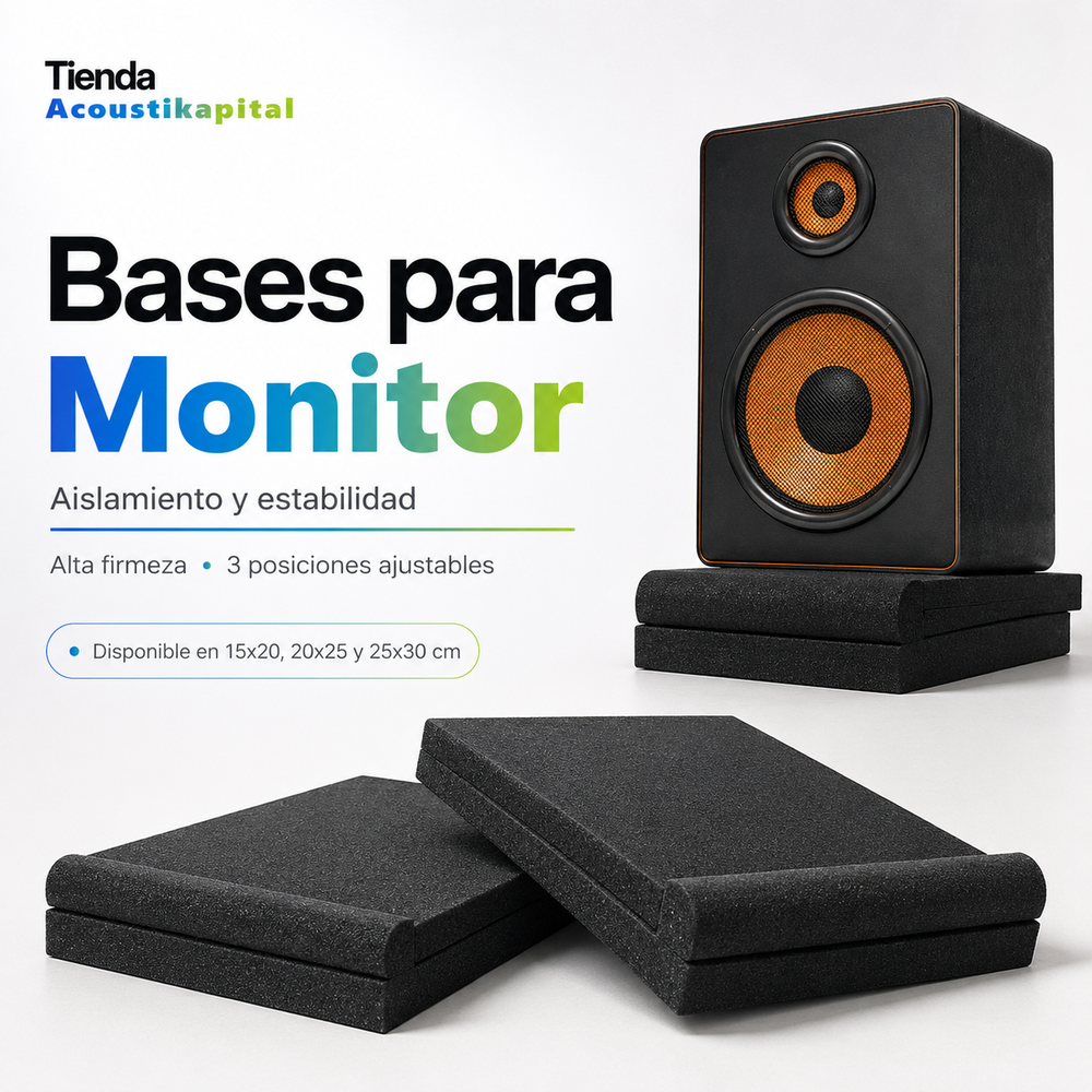 20 x 25 x 5 cm Panel Acústico Acustikap Base Monitor 02 Pzs