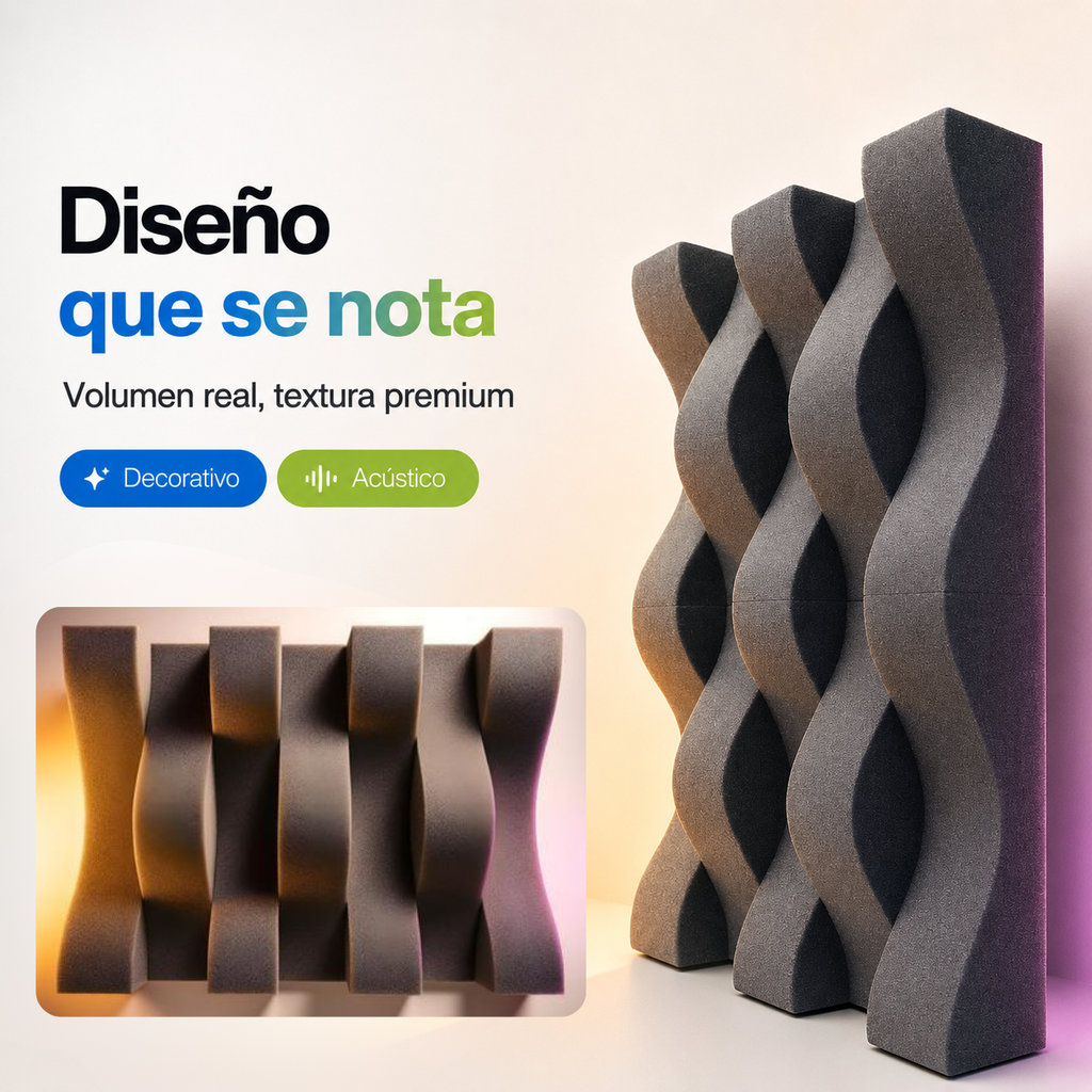 12 pack Panel Acústico Curvo Acustikap 50 x 10 x 10.5 Cm