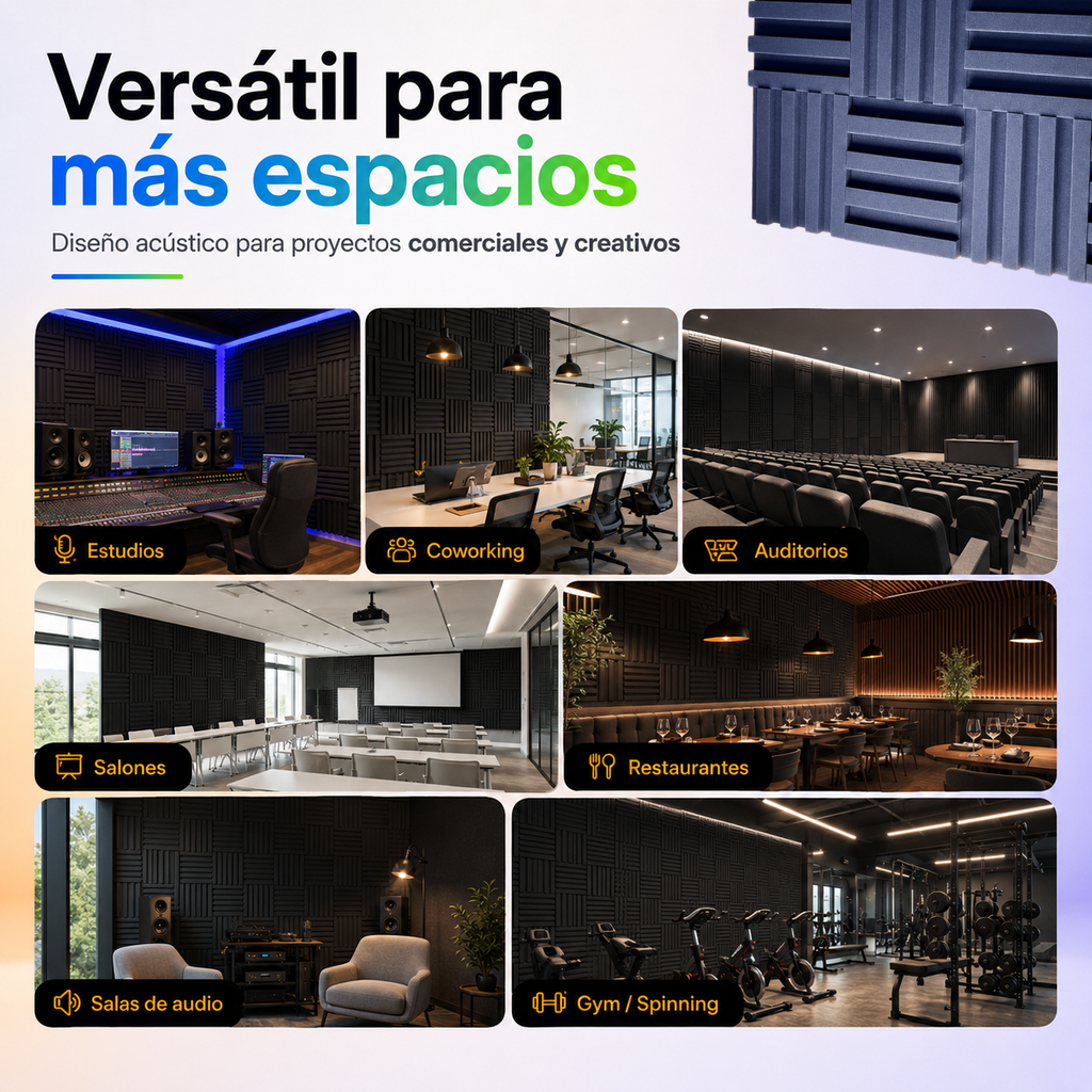 40 Pack Panel Acústico Lambrin 20x20x3.50 cm Espuma Acustikap