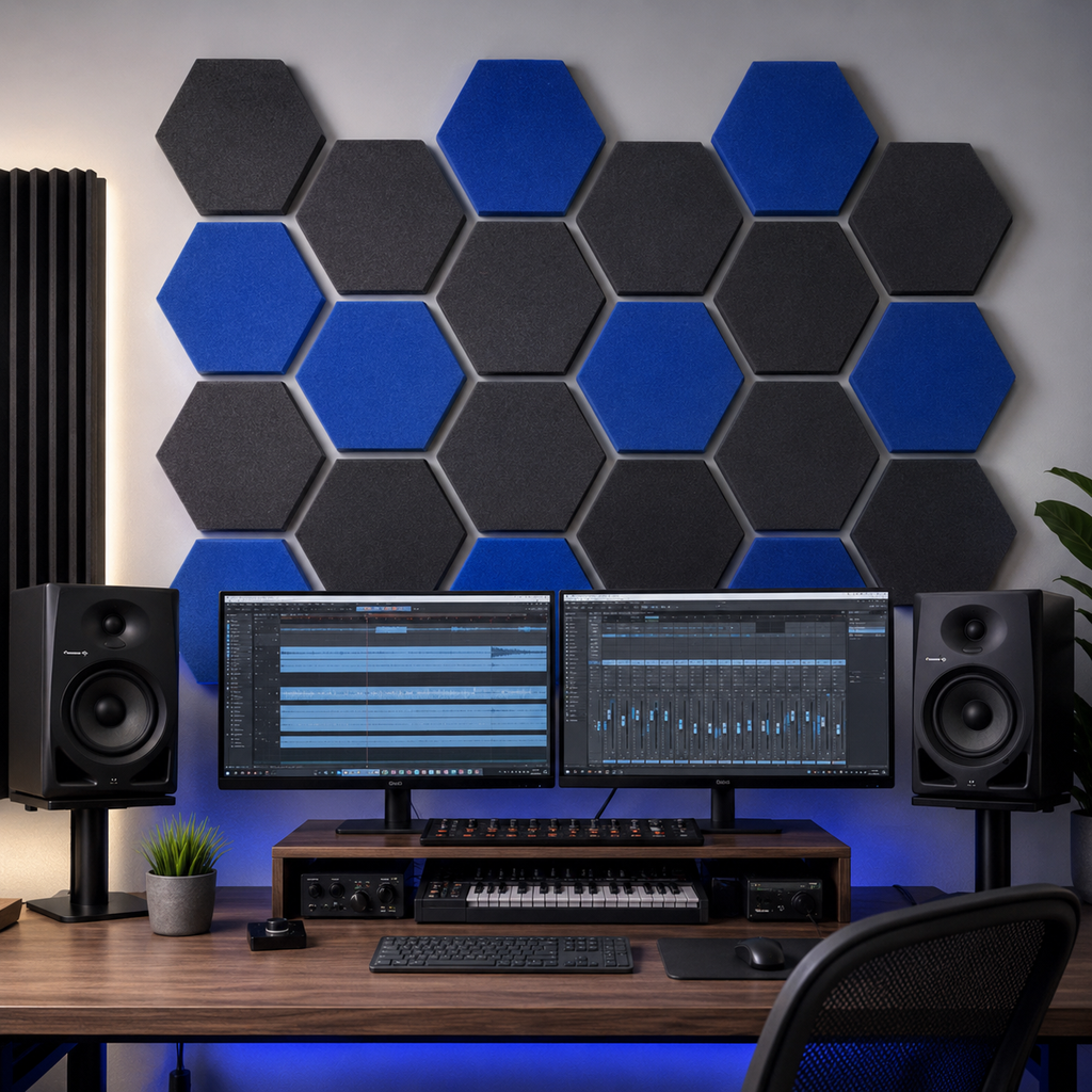 12 Pack Panel Hexagonal Premium 20x23x2.5cm Espuma Acústica