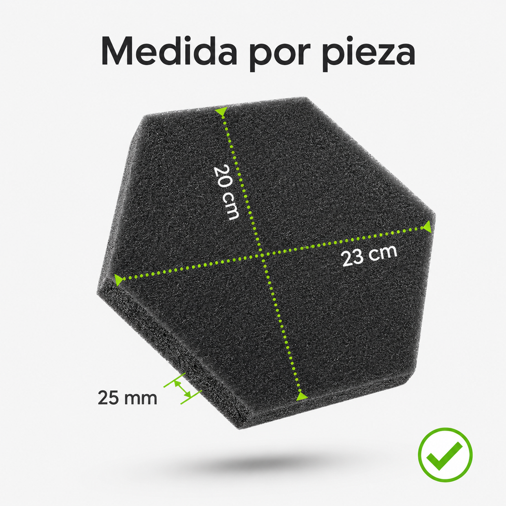 12 Pack Panel Hexagonal Premium 20x23x2.5cm Espuma Acústica