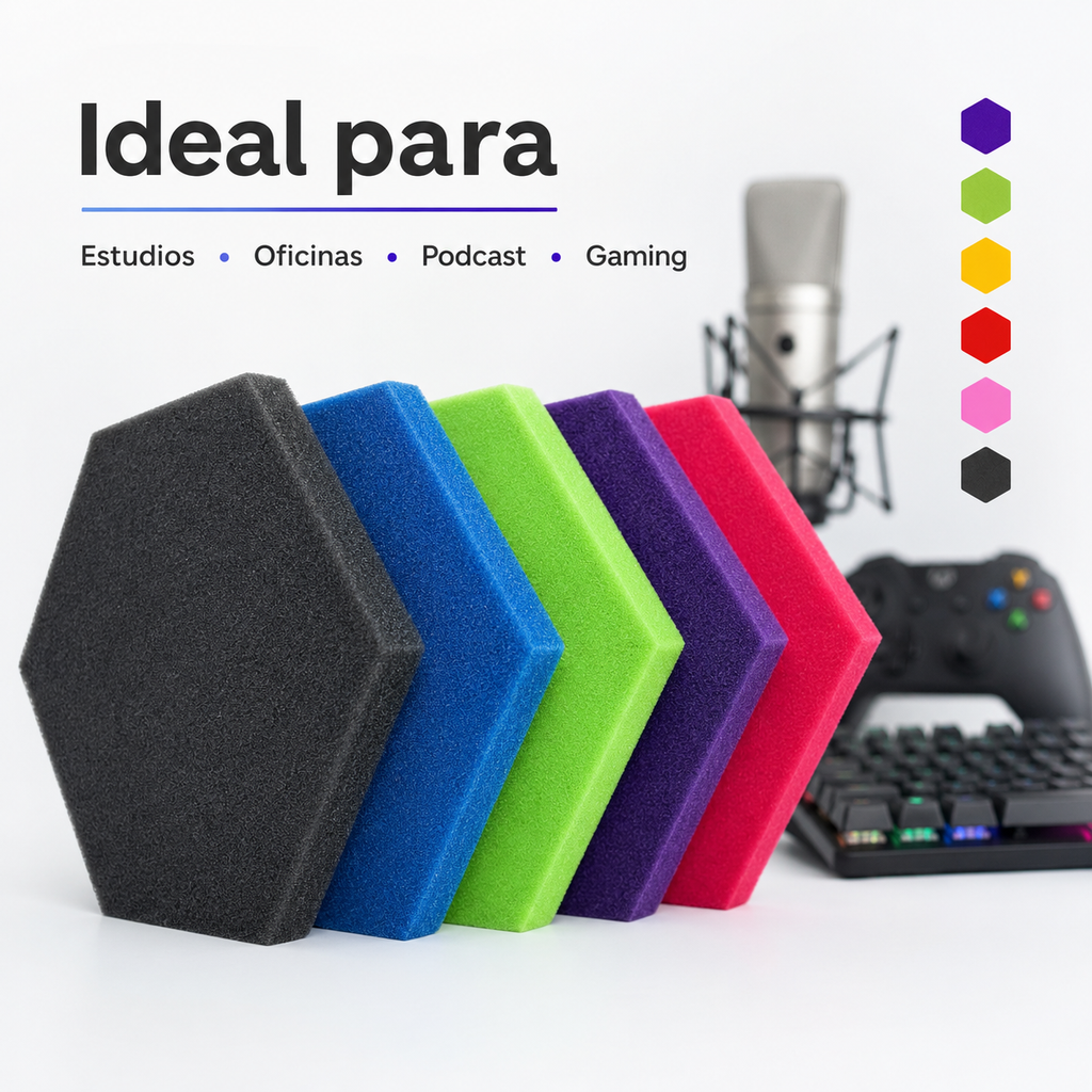 12 Pack Panel Hexagonal Premium 20x23x2.5cm Espuma Acústica