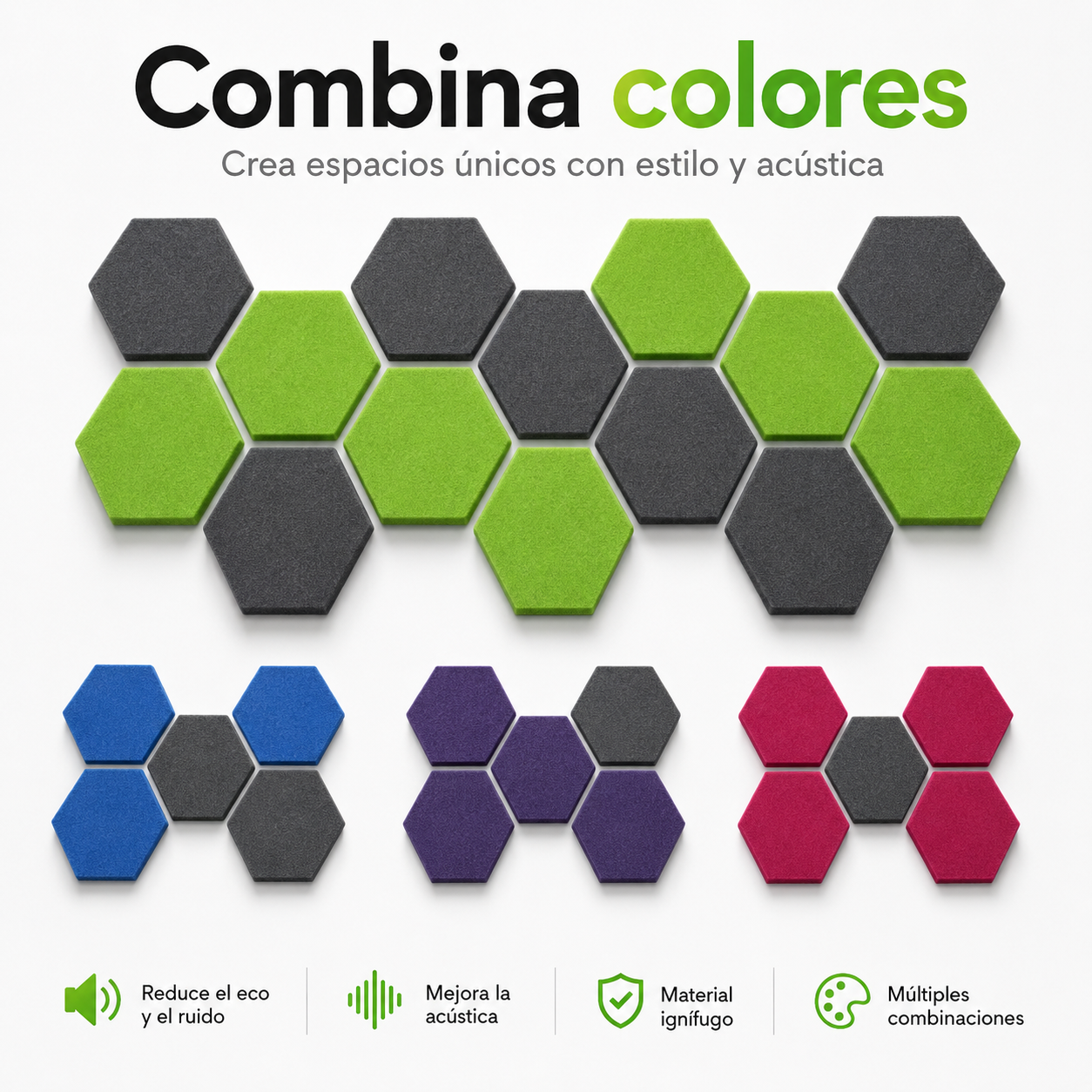 12 Pack Panel Hexagonal Premium 20x23x2.5cm Espuma Acústica