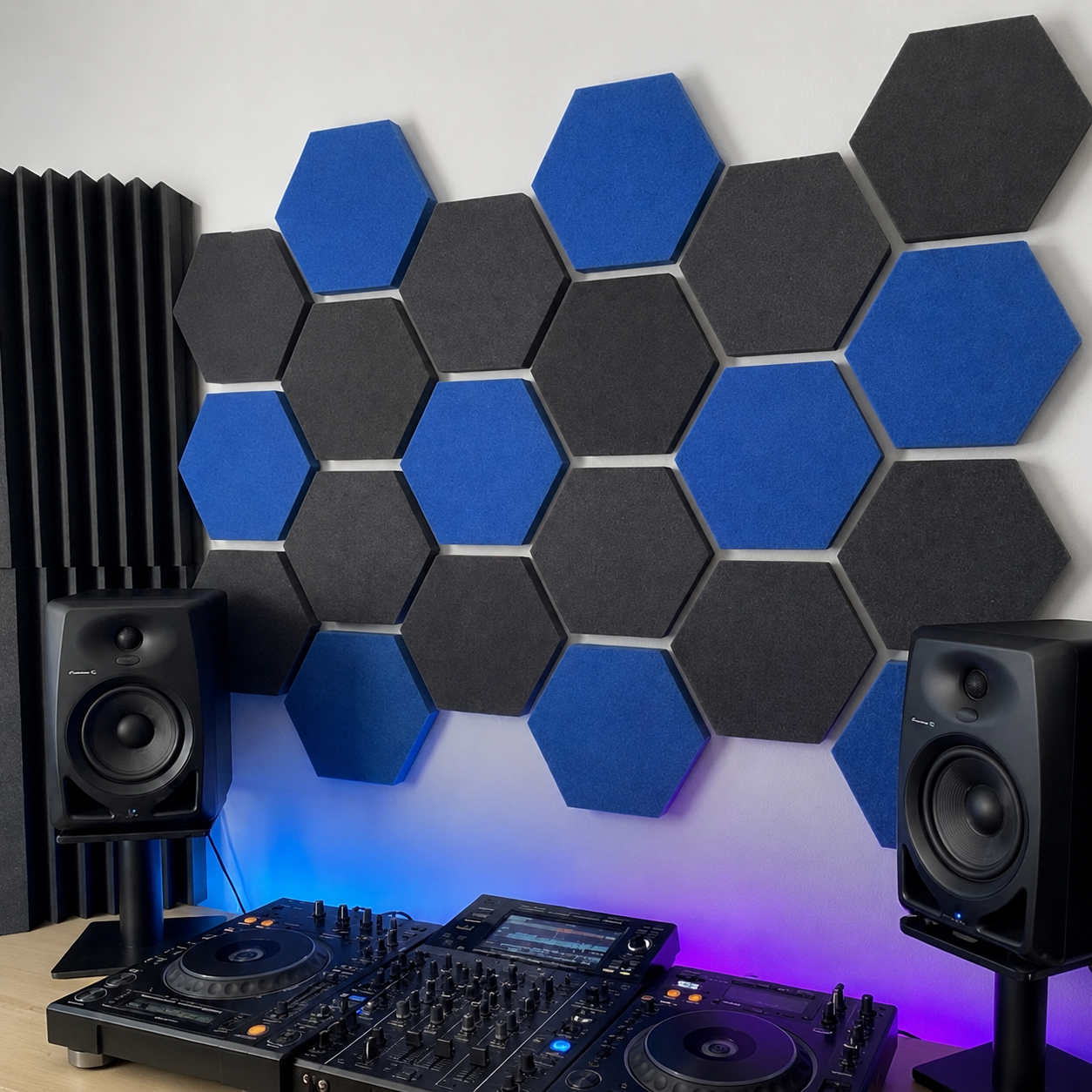 12 Pack Panel Hexagonal Premium 20x23x2.5cm Espuma Acústica