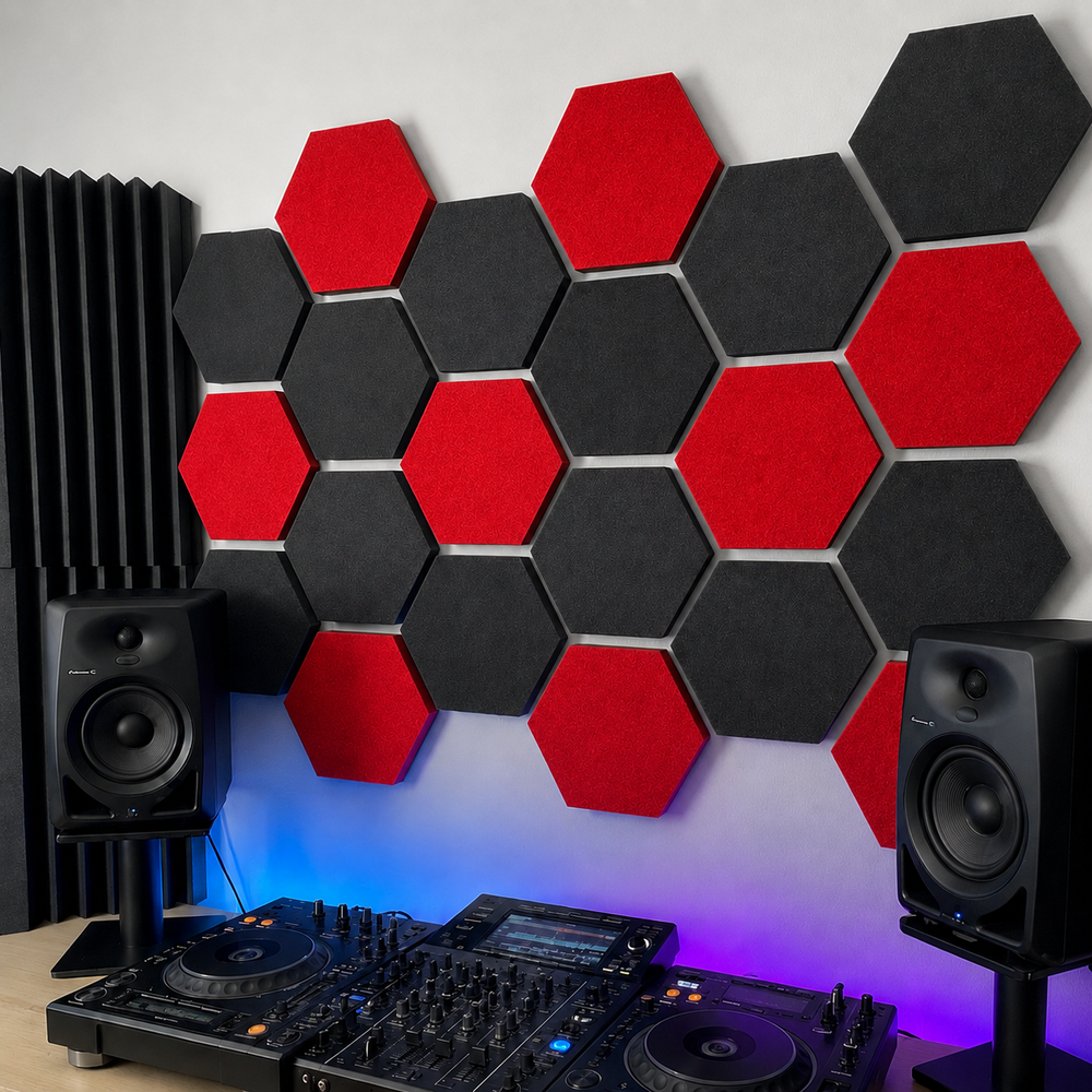 12 Pack Panel Hexagonal Premium 20x23x2.5cm Espuma Acústica