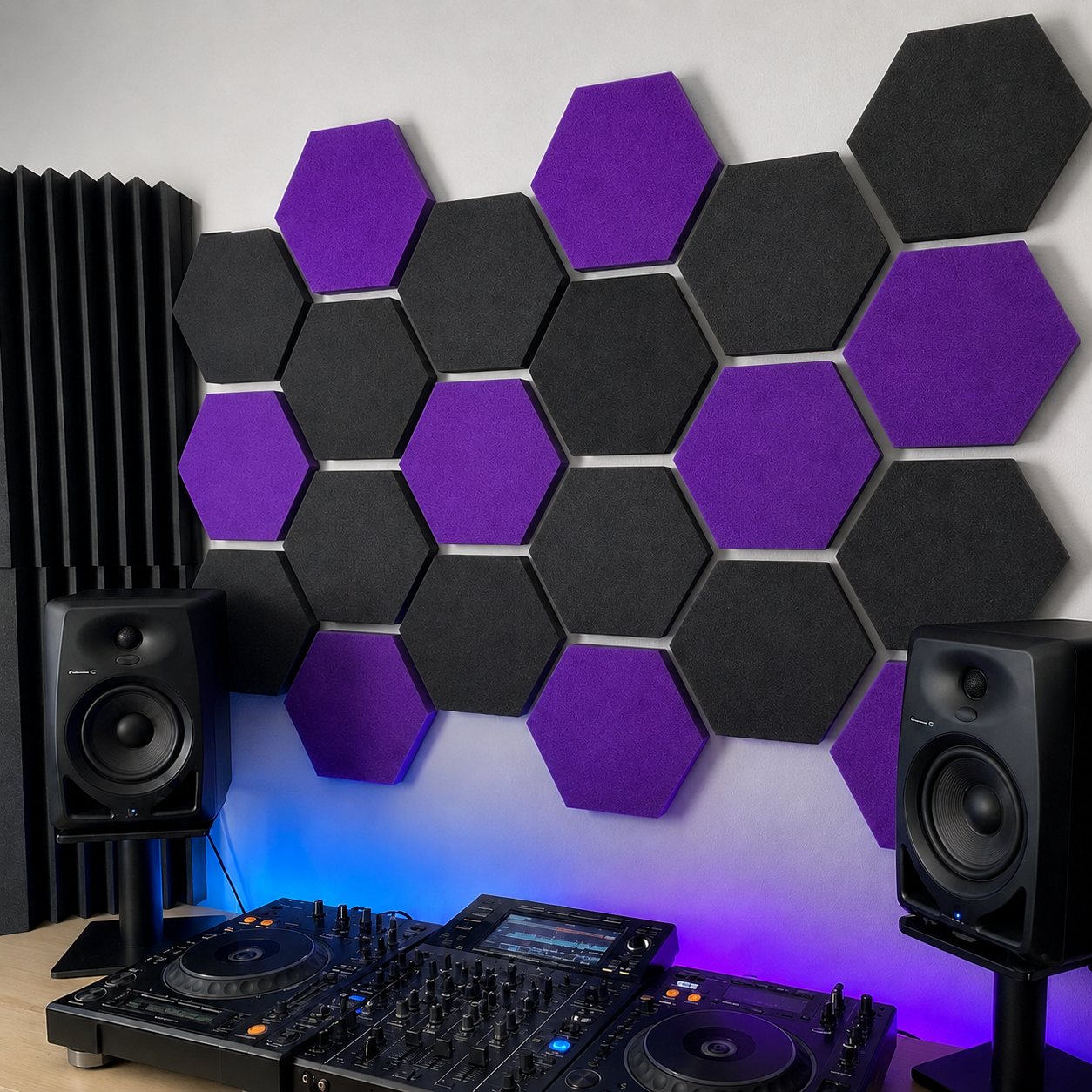 12 Pack Panel Hexagonal Premium 20x23x2.5cm Espuma Acústica