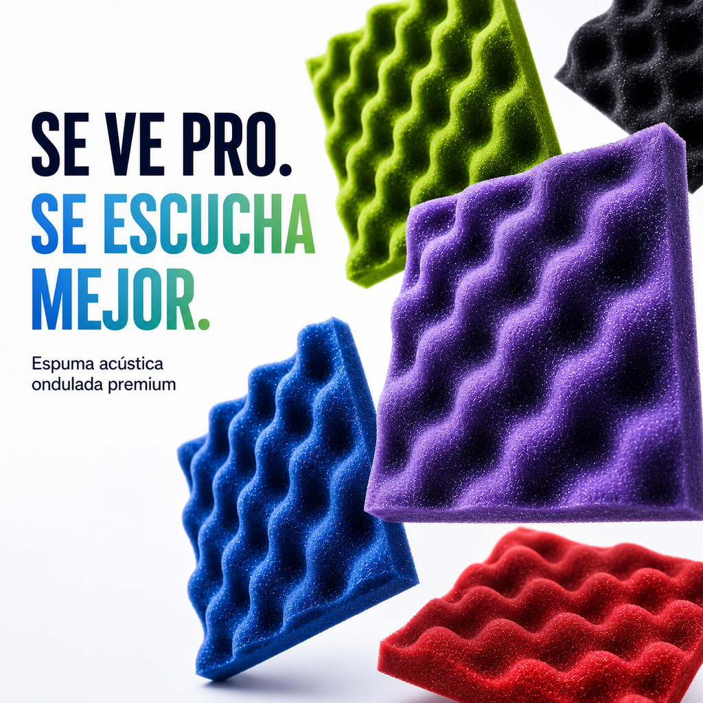 20 Paneles Premium Ondulados 20x20x3.5 Cm Espuma Acústica
