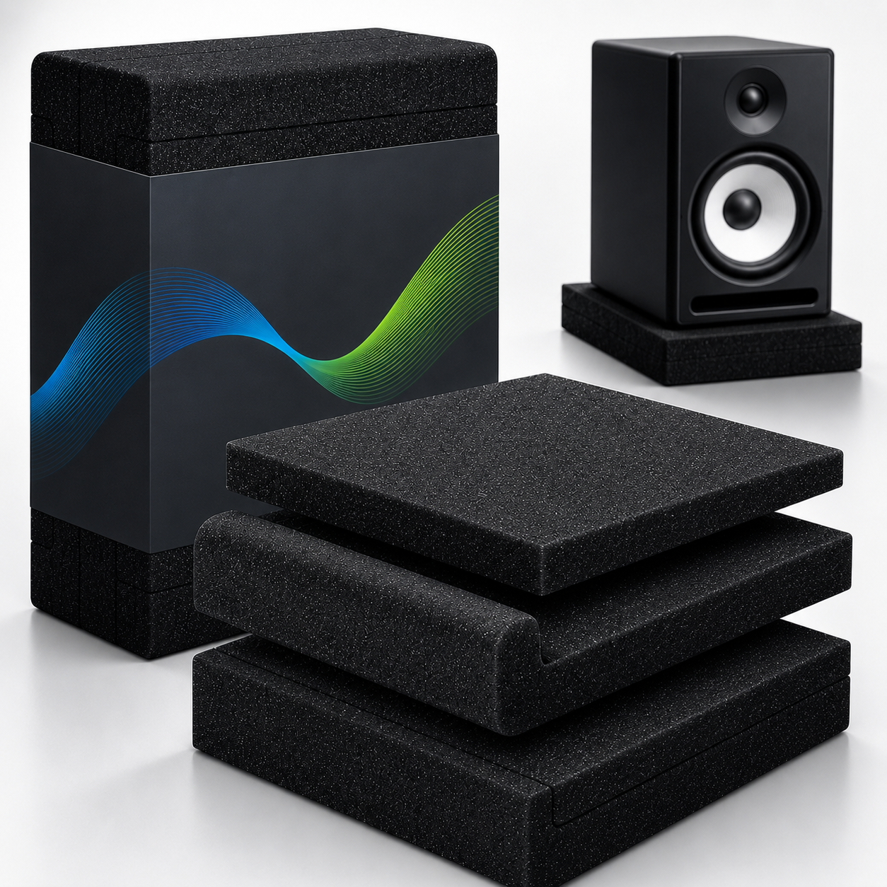 15 x 20 x 5 cm Panel Acústico Acustikap Base Monitor 02 Pzs
