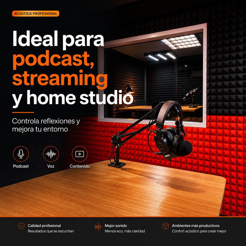 01 pza Panel Gigante Premium Piramidal 120x200x5 Cm Espuma Acústica