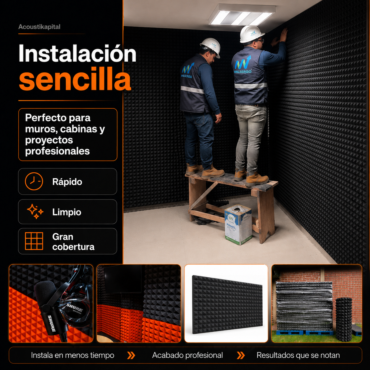 01 pza Panel Gigante Premium Piramidal 120x200x5 Cm Espuma Acústica