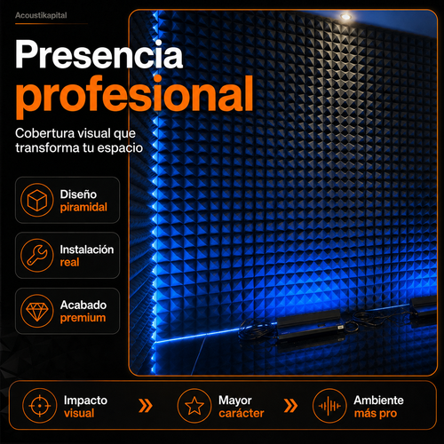 01 pza Panel Gigante Premium Piramidal 120x200x5 Cm Espuma Acústica