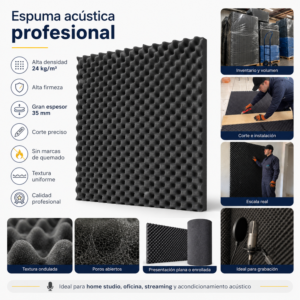 02 pack Panel Gigante Premium Ondulado 120x200 Cm Espuma Acústica