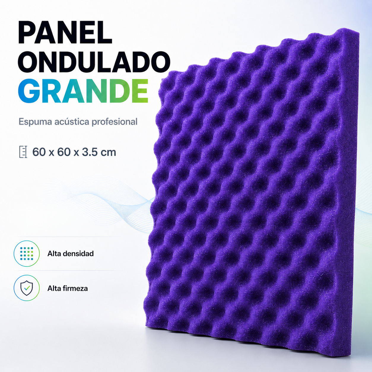 01 Panel Acústico Ondulado 60x60x3.50 Cm Espuma Acustikapital
