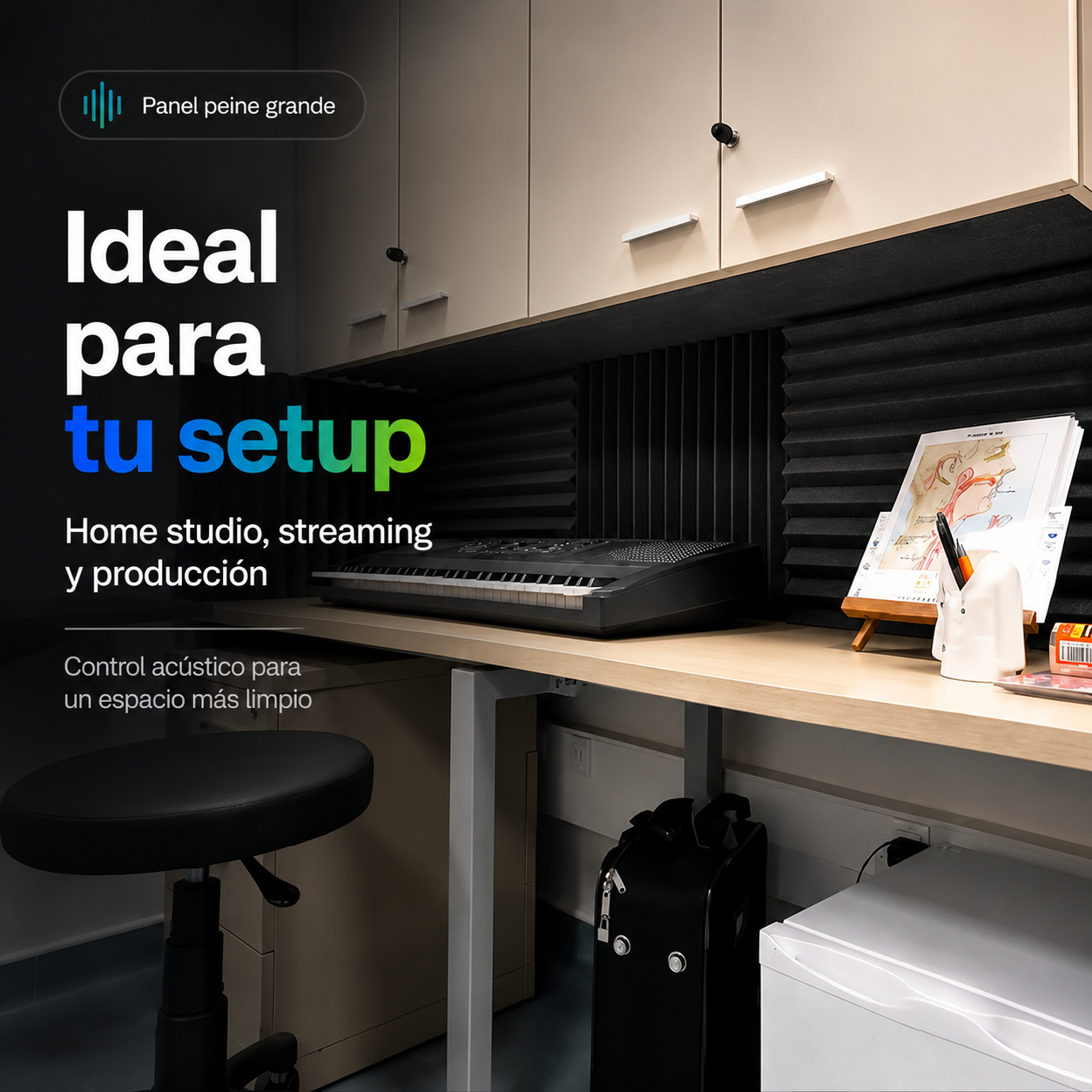 01 pz Panel Grande Premium Peine 60 X 60 X 05 Cm Espuma Acústica