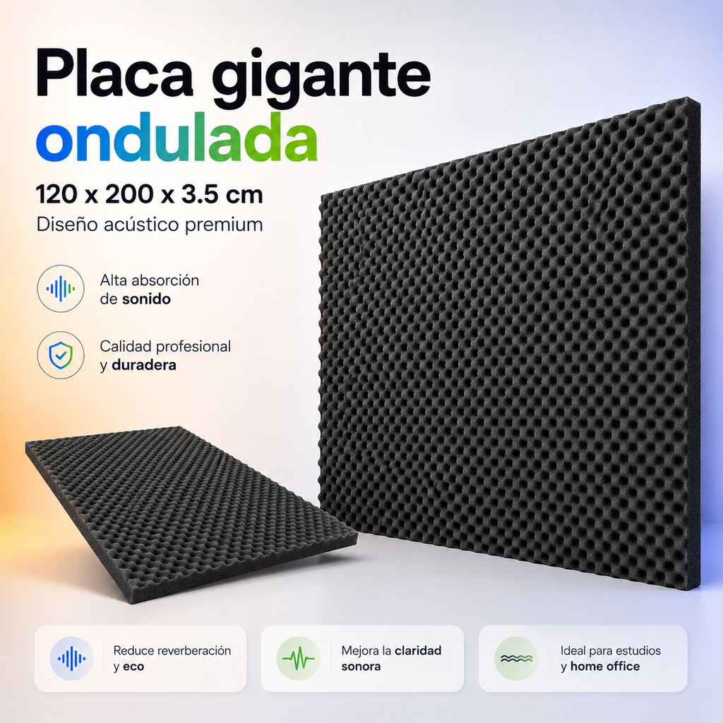 02 pack Panel Gigante Premium Ondulado 120x200 Cm Espuma Acústica