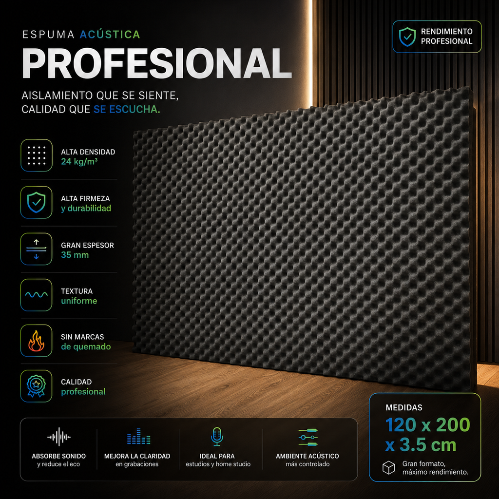 02 pack Panel Gigante Premium Ondulado 120x200 Cm Espuma Acústica