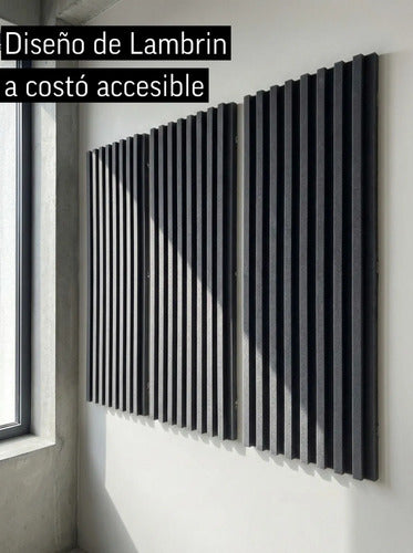 06 Pack Paneles Acústicos Lambrin Lineal 1m Acustikap Gris Oscuro