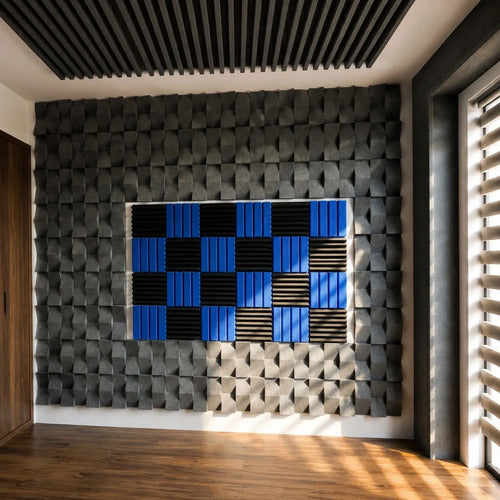 36 Paneles Acústicos cuña 3d 10 x 25 x 5.50 cm Decorativos Alta Densidad