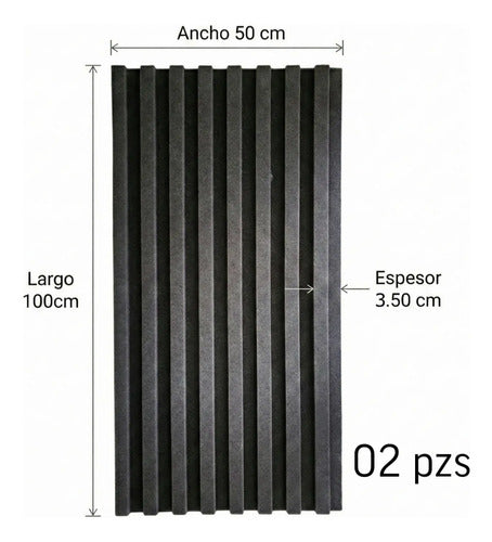 02 Pack Paneles Acústicos Lambrin Lineal 1m Acustikap Gris Oscuro